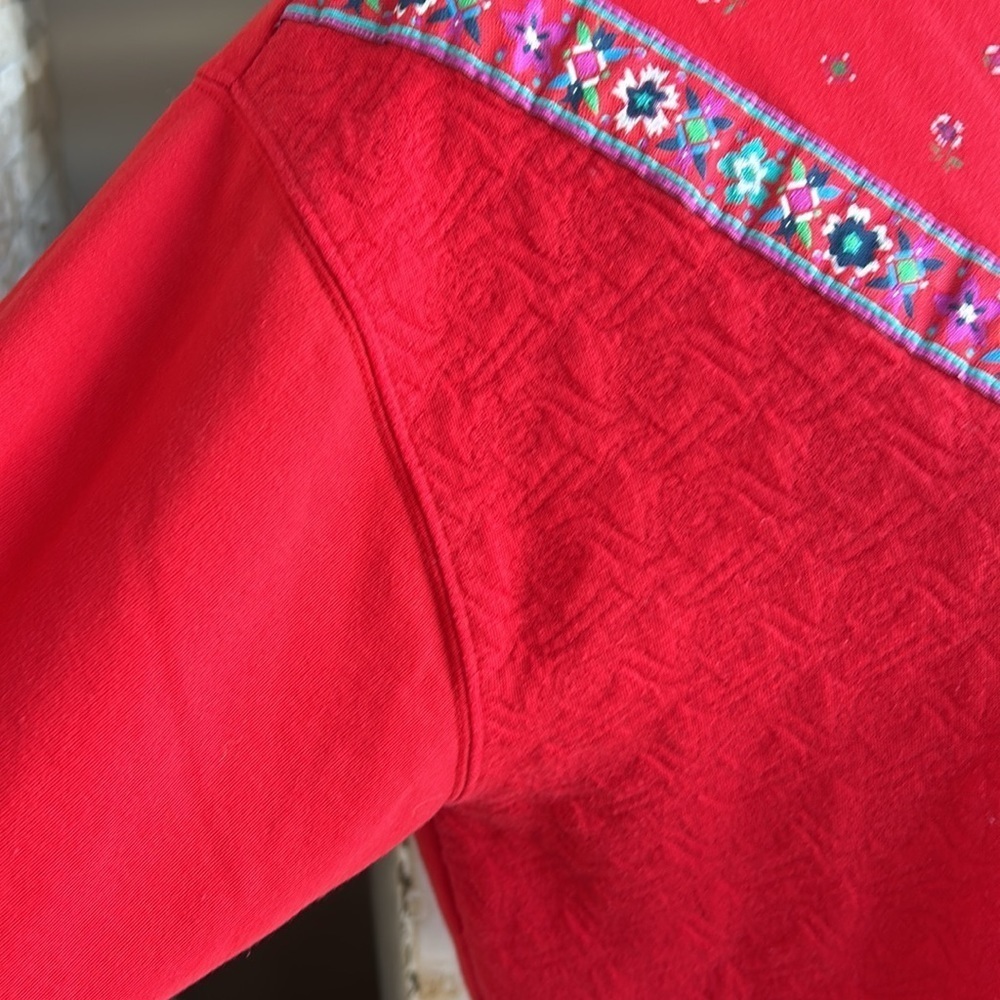Vintage 80s Blast Blues red crewneck sweatshirt floral ribbon grandma core - Picture 4 of 15